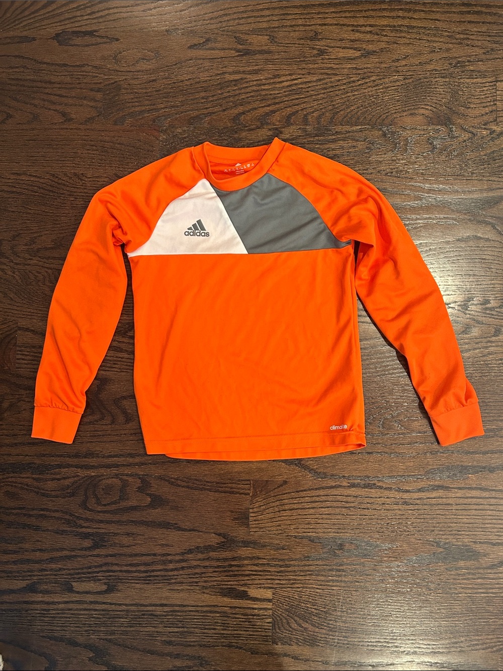 Adidas Orange and Gray Long Sleeve Athletic Goalie Shirt